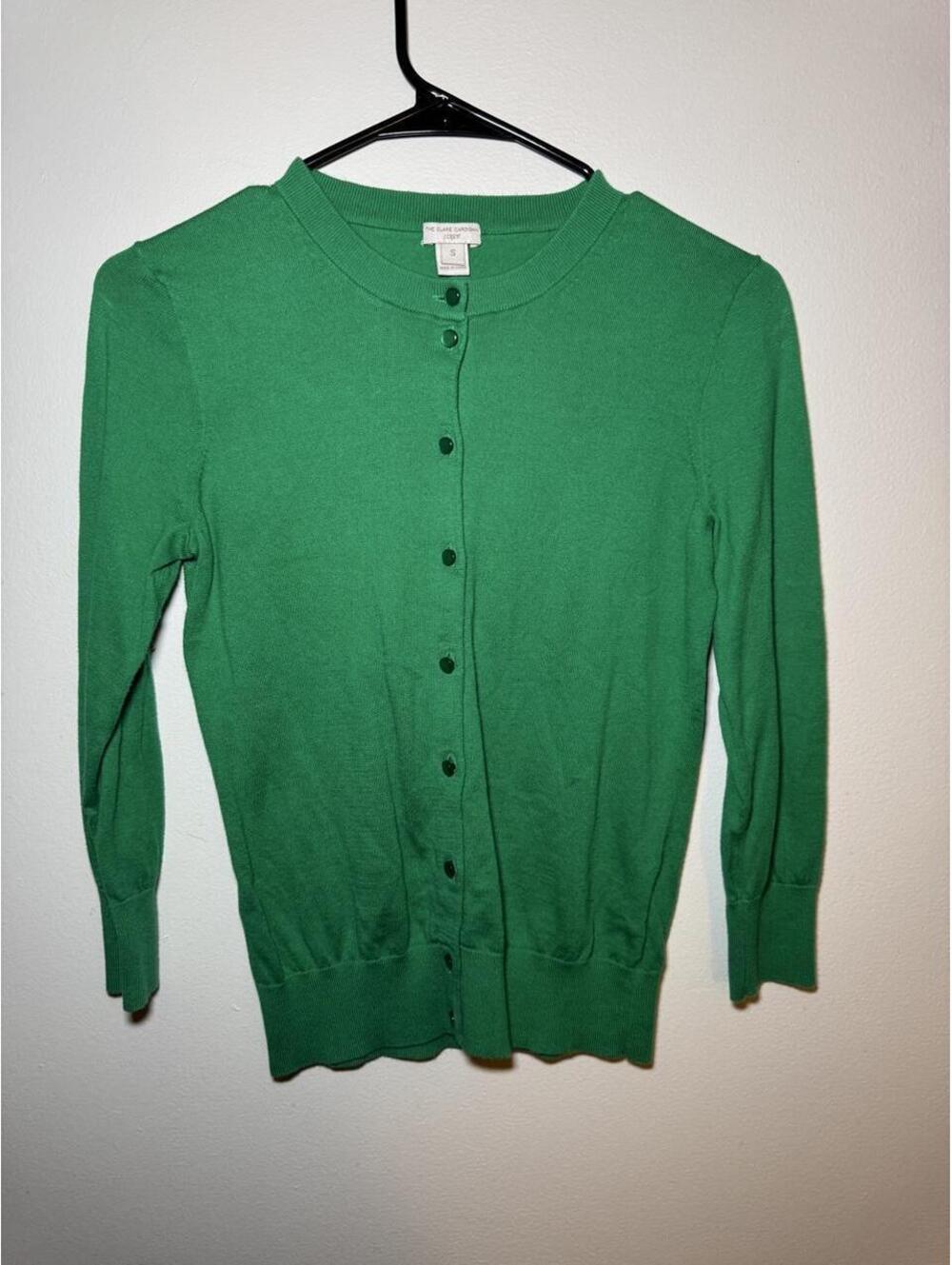 J.Crew Green Bold Clare Cardigan Buttons Size Small PTP 17 GC